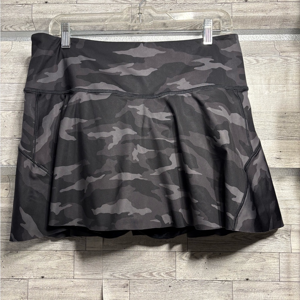 Athleta Black and Gray Camouflage Skater Skort